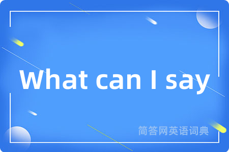 What can I say是什么意思,What can I say的中文翻译 What can I say