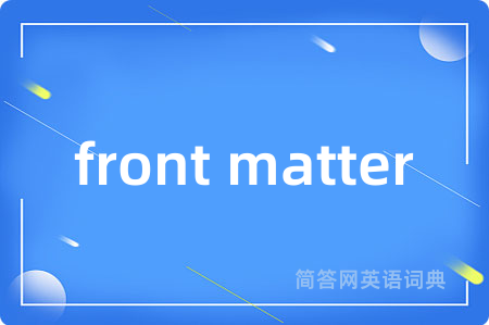 front matter